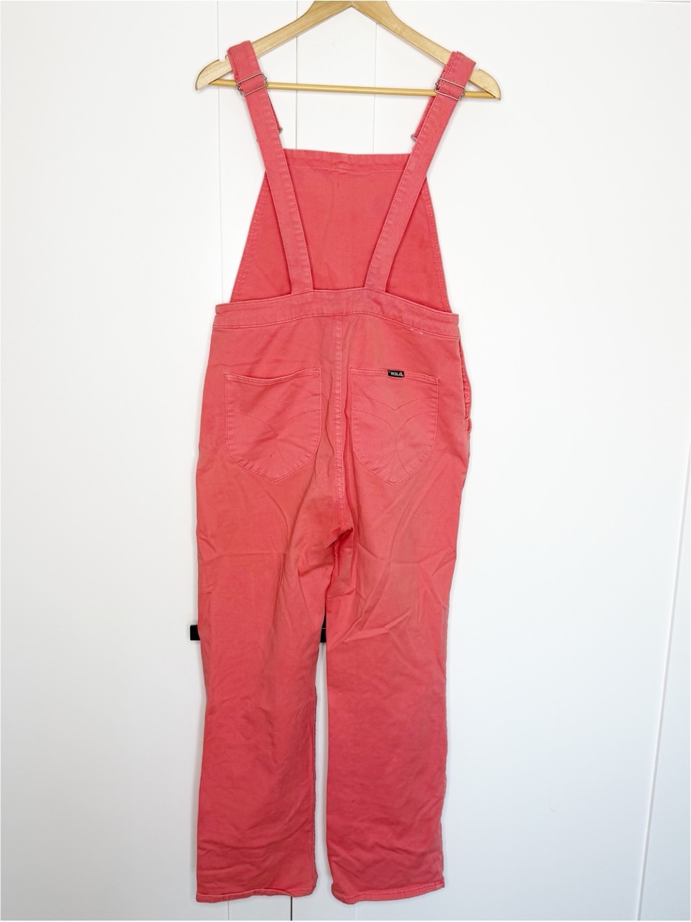 Rollas Original High Rise Straight leg Denim Overalls 29 8 coral pink utility - Picture 3 of 13